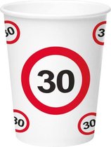 feestbekers 30 verkeersbord 350 ml karton rood/wit 8 stuks
