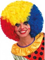 clownspruik synthetisch geel/rood/blauw one-size