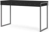 Bureau 3 lades - Zwart essen decor - L 125,8 x D 51,6 x H 76,5 cm - TYLI