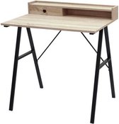 NIEUW BRISTOL Metalen bureau 1 lade - Decor in eiken en zwart - B 105 x D 47 x H 75 cm