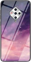 Voor vivo X50e Sterrenhemel Geschilderd Gehard Glas TPU Schokbestendige Beschermhoes (Dream Sky)