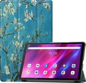 Tablet hoes geschikt voor Lenovo Tab K10 (10.3 Inch) - Tri-Fold Book Case - Witte Bloesem