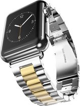 Bandje geschikt voor Apple Watch 38/40MM - Maat One Size - Metalen band - Polsband - Vlindersluiting - Metaal - Zilver/Goud