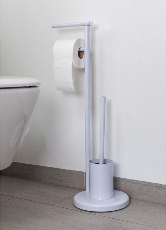 Succes Heel veel goeds Naar boven Toiletrolhouder met wc borstel - Toiletbutler - Staand - Wit | bol.com