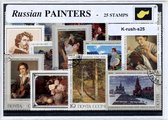 Russische schilders – Luxe postzegel pakket (A6 formaat) : collectie van 25 verschillende postzegels van Russische schilders – kan als ansichtkaart in een A6 envelop - authentiek cadeau - kado - geschenk - kaart - Rusland - schilderijen - realisme