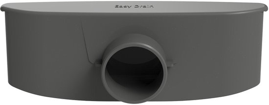 Grijze Easy Drain douchegoot met ronde afvoer.