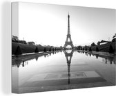 Canvas Schilderij Parijs - Eiffeltoren - Water - 90x60 cm - Wanddecoratie