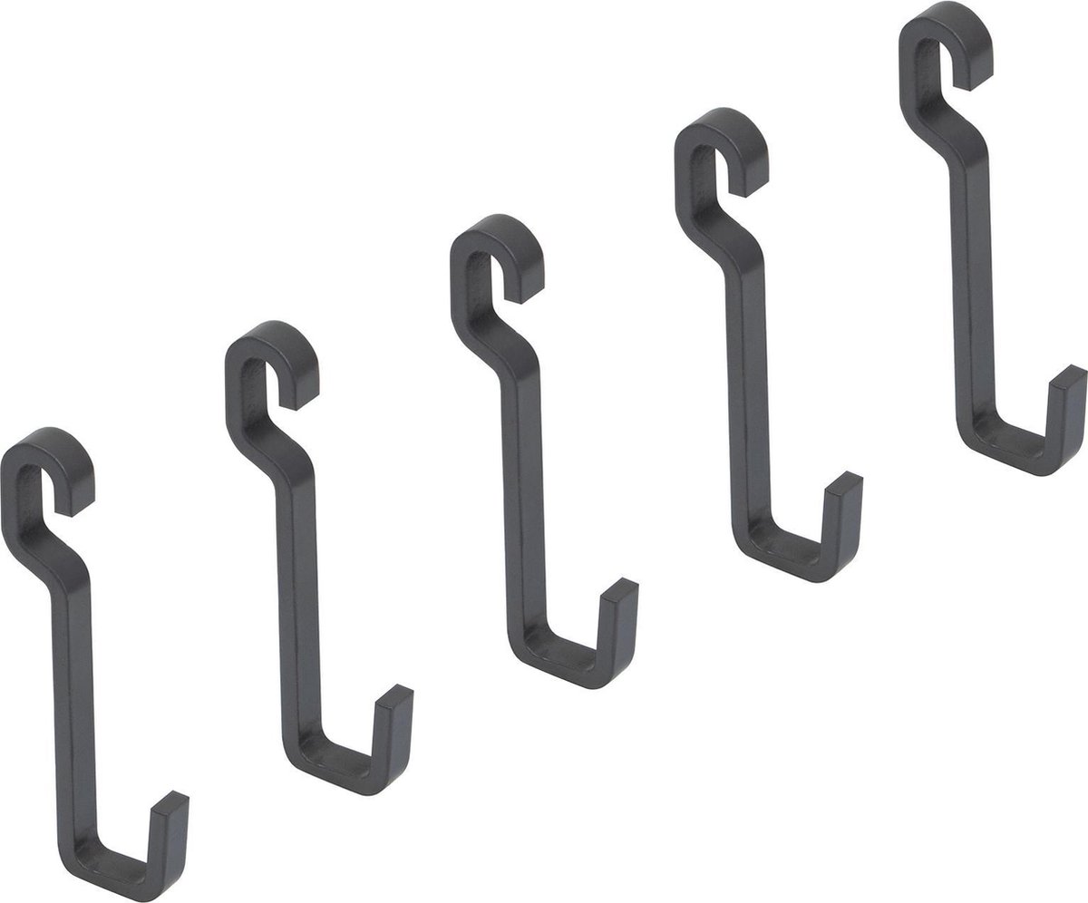 Emuca Set met 5 haken voor de keuken, staal, antracietgrijs