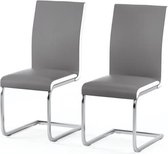 LEA Set van 2 grijze faux lederen eetkamerstoelen - Contemporary - B 43 x D 56 cm