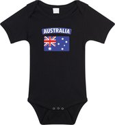 Australia baby rompertje met vlag zwart jongens en meisjes - Kraamcadeau - Babykleding - Australie landen romper 56