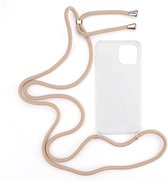 Shop4 - iPhone 13 Pro Hoesje - Zachte Back Case TPU Siliconen met Koord Beige
