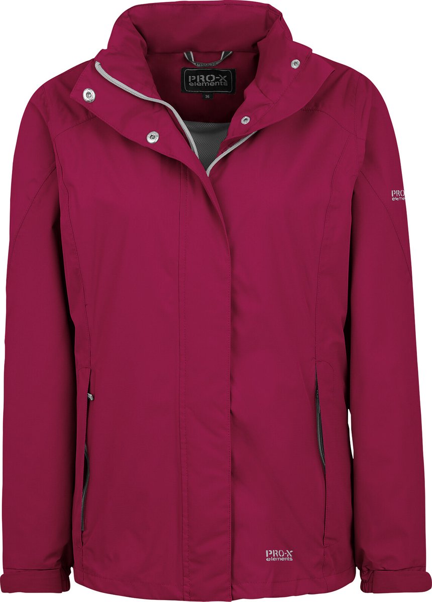 Regenjas Carrie Pro-X Elements Dames PXE PRO 10000mm waterdicht 5000gr/24u ademend Winddicht kap in kraag Berry
