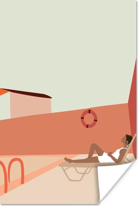 Poster Vrouwen - Strandstoel - Zwembad - Zomer