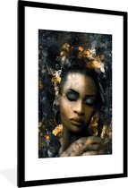 Fotolijst incl. Poster - Vrouwen - Abstract - Bloemen - 60x90 cm - Posterlijst