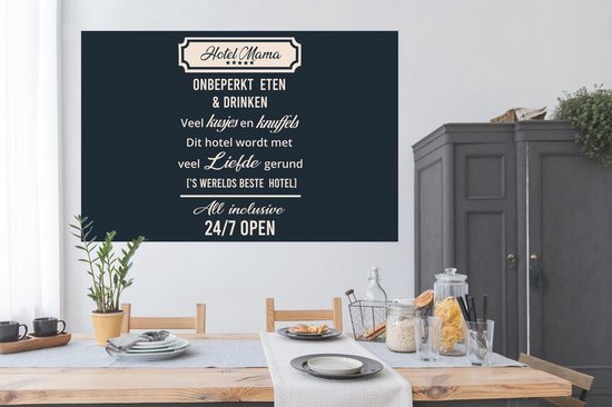 Affiche Fête des Mères - Citation Hotel mama - bleu - 180x120 cm XXL