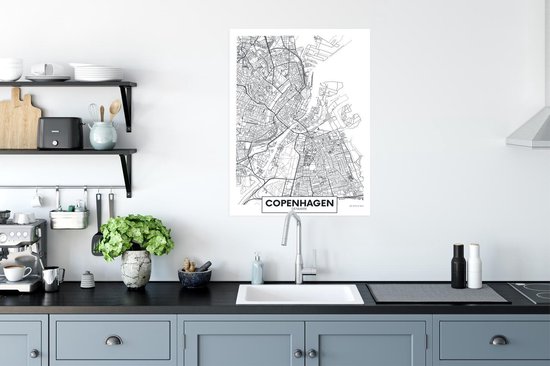 Poster Plan de ville - Copenhague - Danemark - Simple - 60x80 cm - Carte
