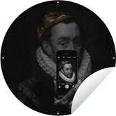 Tuincirkel Willem van Oranje - Kunst - Telefoon - 90x90 cm - Ronde Tuinposter - Buiten