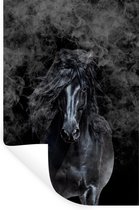 Muurstickers - Sticker Folie - Paard - Zwart - Rook - 60x90 cm - Plakfolie - Muurstickers Kinderkamer - Zelfklevend Behang - Zelfklevend behangpapier - Stickerfolie