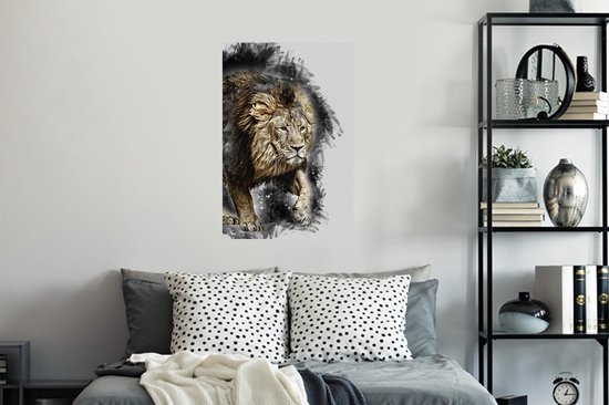 Stickers Stickers muraux - Illustration - Lion - Zwart - 40x60 cm - Film adhésif