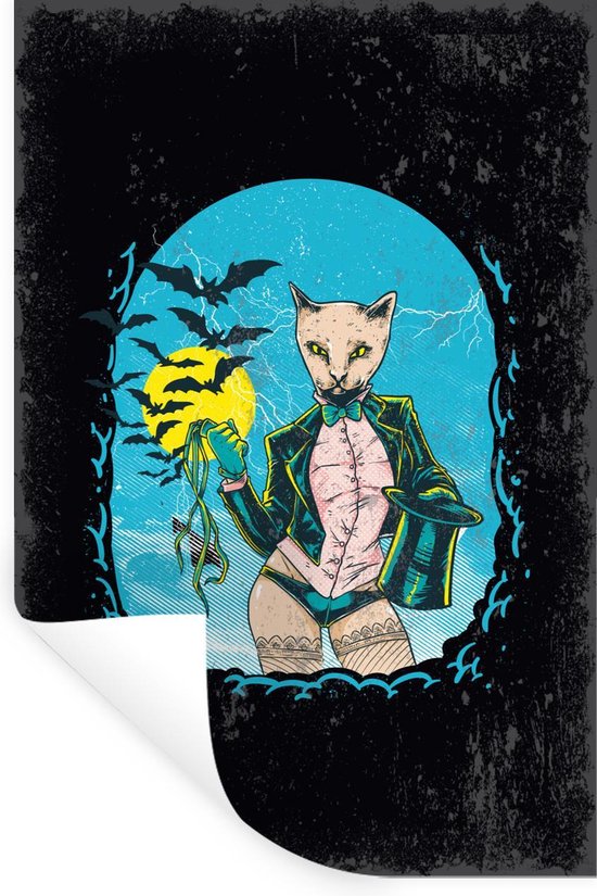 Stickers Stickers muraux - Vintage - Chat - Chapeau - 20x30 cm - Film adhésif