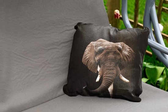 Coussin d'extérieur - Portrait - Éléphant - Art - 45x45 cm - Résistant aux intempéries