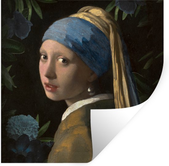 Muurstickers - Sticker Folie - Het meisje met de parel - Vermeer - Kunst - 120x120 cm - Plakfolie - Muurstickers Kinderkamer - Zelfklevend Behang XXL - Zelfklevend behangpapier - Stickerfolie