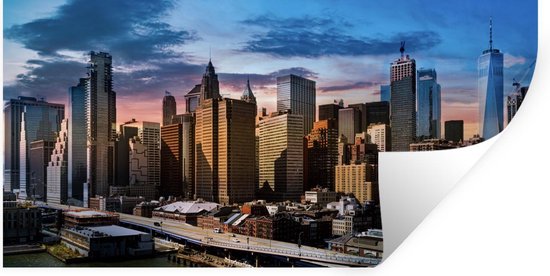 Muurstickers - Sticker Folie - New York - Skyline - Zon - 80x40 cm - Plakfolie - Muurstickers Kinderkamer - Zelfklevend Behang - Zelfklevend behangpapier - Stickerfolie