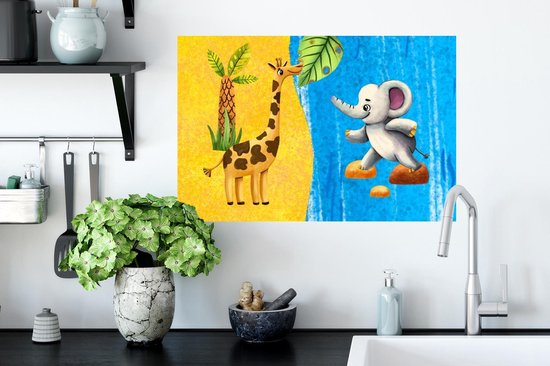 Stickers muraux - Éléphant - Girafe - Water - 60x40 cm - Feuille adhésive