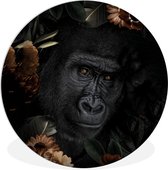 Cercle mural - Plastique - Singe - Animaux - Fleurs - Zwart - ⌀ 140 cm