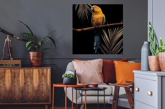 Muurstickers - Sticker Folie - Vogel - Papegaai - Tak - Varen - 50x50 cm - Plakfolie - Muurstickers Kinderkamer - Zelfklevend Behang - Zelfklevend behangpapier - Stickerfolie