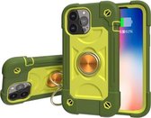 Schokbestendige siliconen + pc-beschermhoes met dubbele ringhouder voor iPhone 13 Pro Max (Avocado)