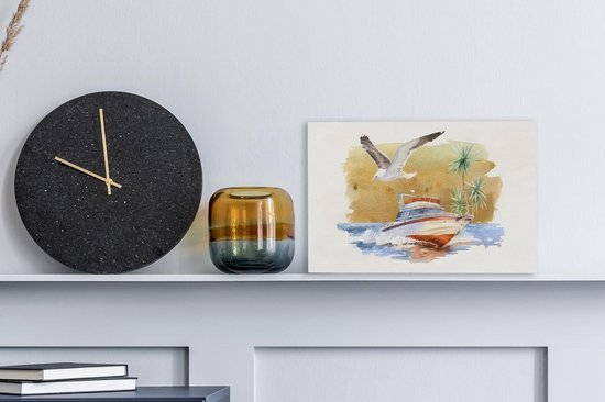 Toile Peinture Bateau - Vogel - Aquarelle - 30x20 cm - Décoration murale