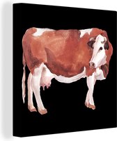 Tableau sur toile Vache - Marron - Wit - 90x90 cm - Décoration murale