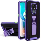 Voor Motorola Moto E7 Dual-color Skin Feel TPU + PC Magnetische schokbestendige hoes met onzichtbare houder (paars)