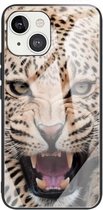 Kleurrijk geschilderd glas schokbestendig beschermhoesje voor iPhone 13 Mini (Leopard)