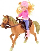 Horses paard met meisje bruin 17 cm
