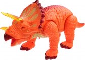 Triceratops met licht en geluid oranje 33 cm