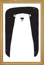 JUNIQE - Poster met houten lijst Bear -20x30 /Wit & Zwart