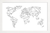 JUNIQE - Poster met houten lijst Geometrische wereld - wit -13x18