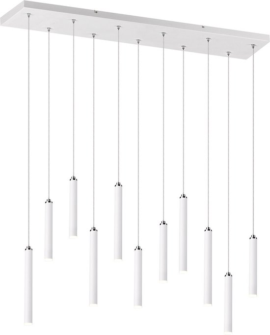 LED Hanglamp - Torna Tular - 22W - Warm Wit 3000K - Dimbaar - Rechthoek - Mat Wit - Aluminium