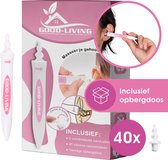 Good Living® - Oorsmeer Verwijderaar - 40 opzetstukjes - incl. Opbergdoosje - Spiraal - Oorreiniger - Ear Cleaner - Roze