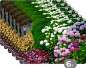 Placemat - Placemats kunststof - Levendige hortensia bloemen - 45x30 cm - 6 stuks - Hittebestendig - Anti-Slip - Onderlegger - Afneembaar