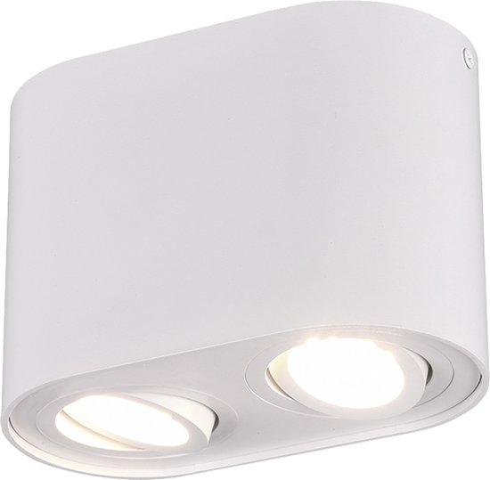 LED Plafondlamp - Plafondverlichting - Torna Cosmin - GU10 Fitting - 2-lichts - Rechthoek - Mat Wit - Aluminium