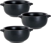 Set van 8x stuks kleine ovenschaaltjes zwart van porselein 10 cm rond - Klein kommetje/schaaltje