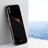 XINLI rechte 6D plating gouden rand TPU schokbestendige hoes voor iPhone XR (zwart)