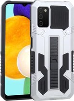 Voor Samsung Galaxy A03s Vanguard Warrior All Inclusive dubbele kleur schokbestendig TPU + pc-beschermhoes met houder (zilverwit)