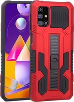 Voor Samsung Galaxy M31s Vanguard Warrior All Inclusive dubbele kleur schokbestendig TPU + pc-beschermhoes met houder (rood)