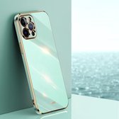 XINLI rechte 6D plating gouden rand TPU schokbestendig hoesje voor iPhone 12 Pro Max (mintgroen)