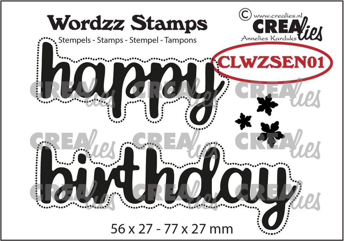 Crealies Wordzz stempel Happy birthday