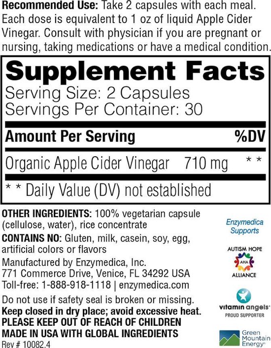 Enzymedica Apple Cider Vinegar 60 capsules